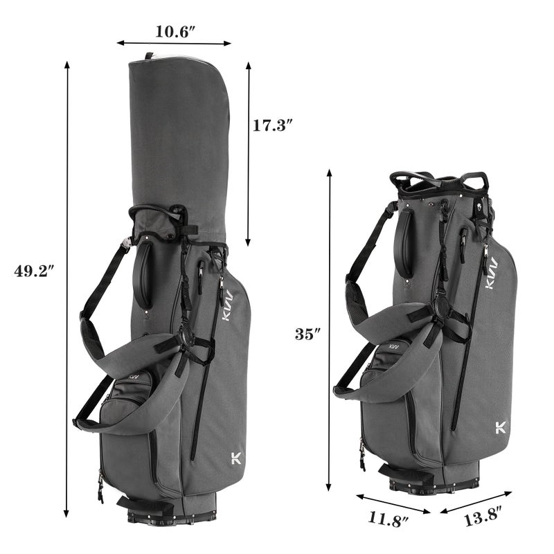 KVV Lightweight Golf Stand Bag with 7 Way Full-Length Dividers, 5 Zippered Pockets, Automatically Adjustable Dual Strapsï¼ŒElegant Designï¼ˆCharcoalï¼‰ - Image 4