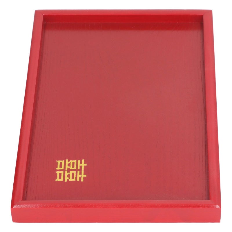 Wood Serving Tray Decorative Serving Platter Snack Fruit Plate for Living Room Coffee Table Kitchen CounterTop Red Square S - Image 2
