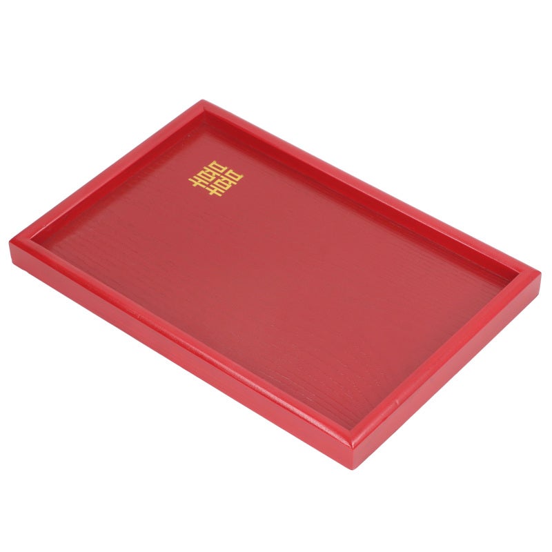 Wood Serving Tray Decorative Serving Platter Snack Fruit Plate for Living Room Coffee Table Kitchen CounterTop Red Square S - Image 5