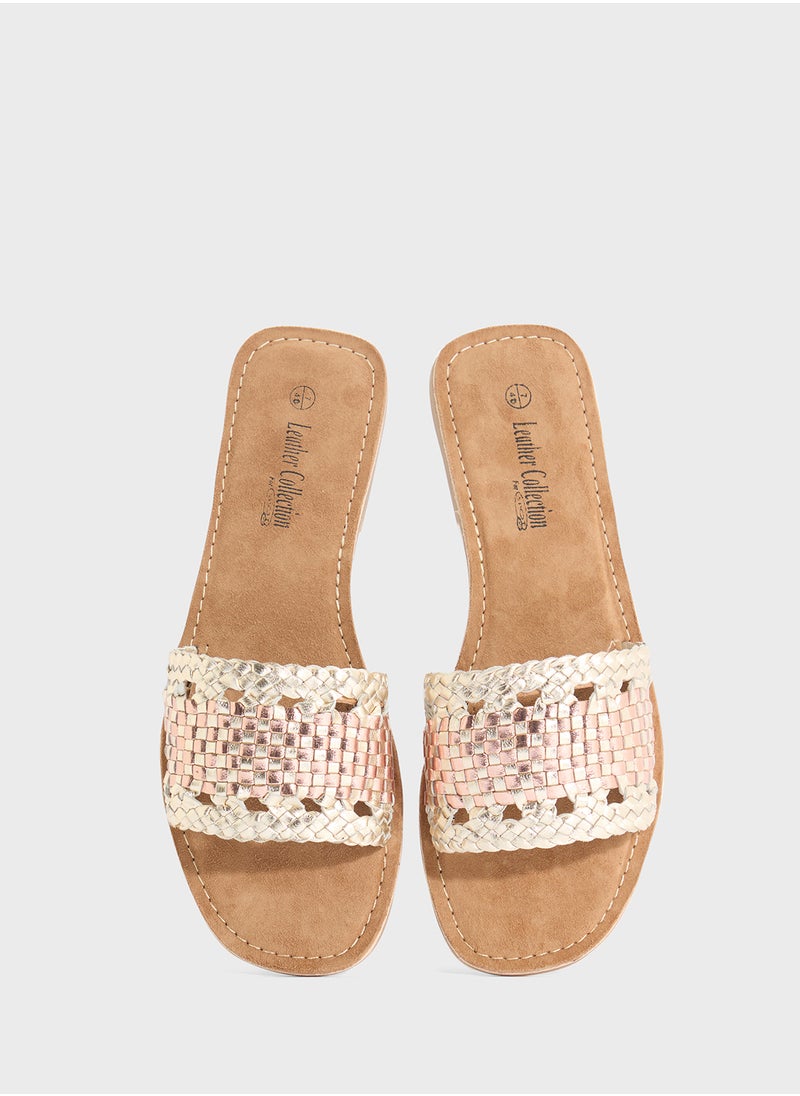 Spot-On - Cut Out Metallic Flat Sandal - Image 1