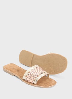 ELLA Cut Out Metallic Flat Sandal  - Image 4