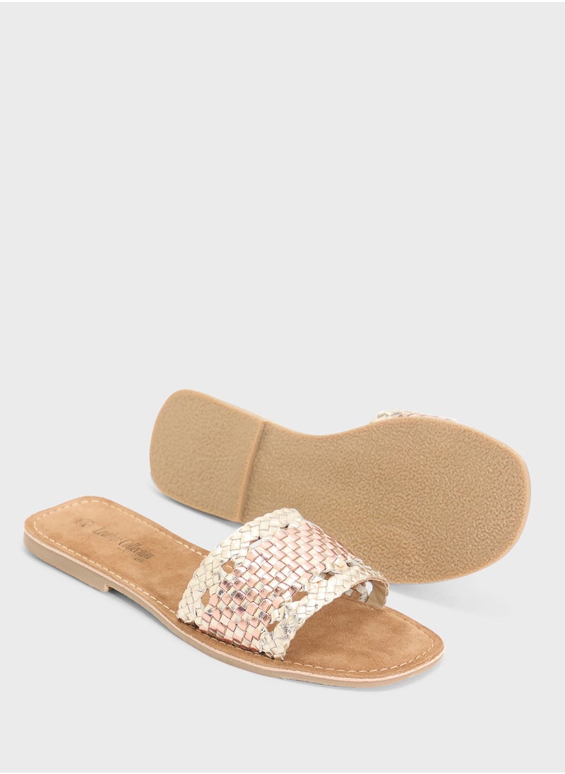 Spot-On - Cut Out Metallic Flat Sandal - Image 1