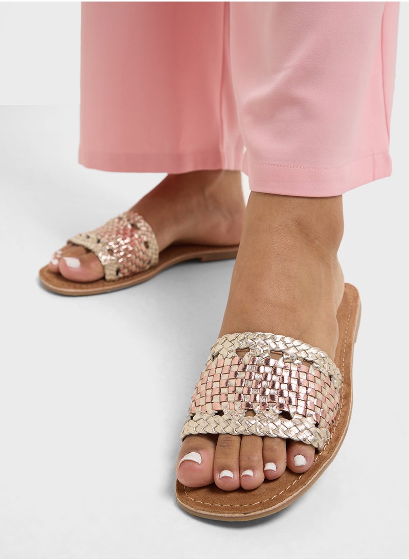 Spot-On - Cut Out Metallic Flat Sandal - Image 1
