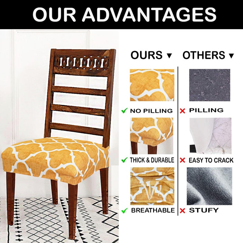 FABANE Universal Size Dining Chair Seat Cover Set of 6 Seater pcs are Easily Washable Strechable and Comfortable for Dining Room Home Decor Slip Cover Gold Pattern - Image 5