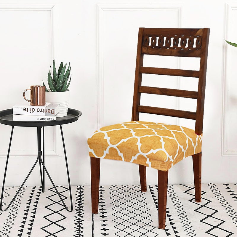 FABANE Universal Size Dining Chair Seat Cover Set of 6 Seater pcs are Easily Washable Strechable and Comfortable for Dining Room Home Decor Slip Cover Gold Pattern - Image 4