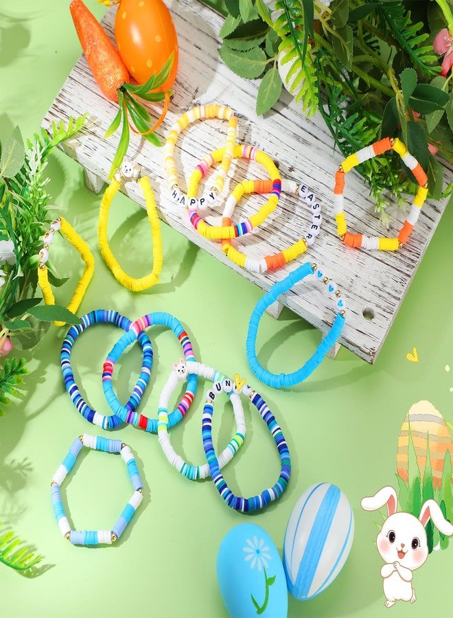 Landical 40 Pcs Happy Easter Bracelets for Women Colorful Stretch Egg Bunny Bracelets Easter Party Supplies - Image 4