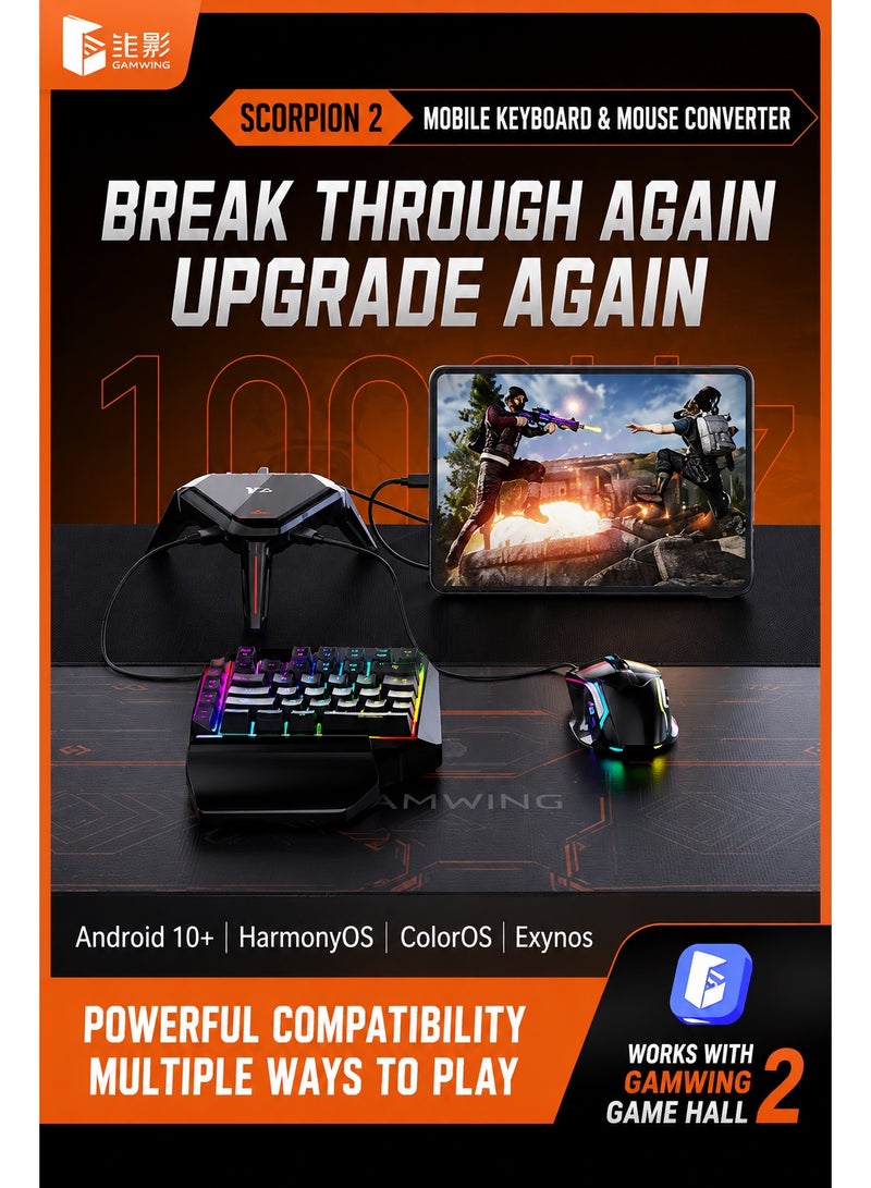 Gamwing Scorpion 2 Keyboard & Mouse Converter for Mobile Gaming by Gamwing – Low Latency Signal Transmission, Stable Wired Connection, RGB Lighting & Multi-Device Support – Compatible with RedMagic, Android 10+, HyperOS & HarmonyOS – Perfect for PUBG Mobile, FPS Games & Competitive Gaming - Image 2