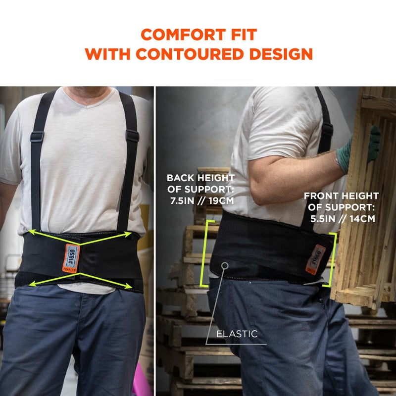 Ergodyne ProFlex 1650 Back Support Belt, 7.5" Elastic, Adjustable, Removeable Straps, Black, 2X-Large - Image 4
