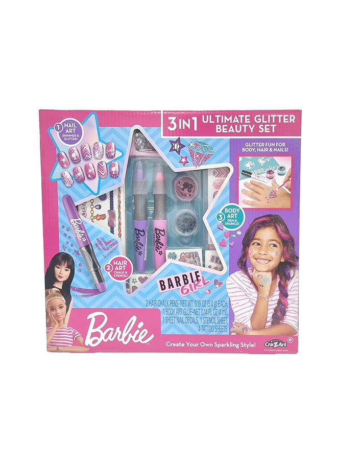 Barbie مجموعة باربي 3 في 1 المثالية لتجميل اللمعة  - Image 1