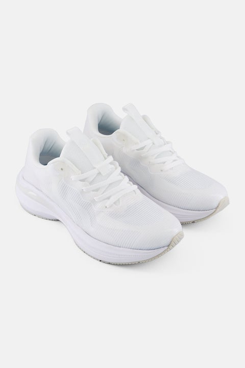 أحذية تدريب نسائية مزودة بأربطة، بيضاء