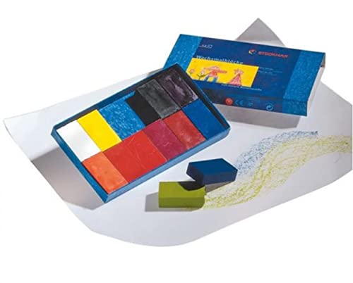 STOCKMAR Beeswax Block Crayons Set of 12 Assorted Colors with a Scraper Natural Beeswax Art Drawing Wax Blocks BreakResistant Smooth Color Application Coloring Crayons in Sliding Carton - Image 1