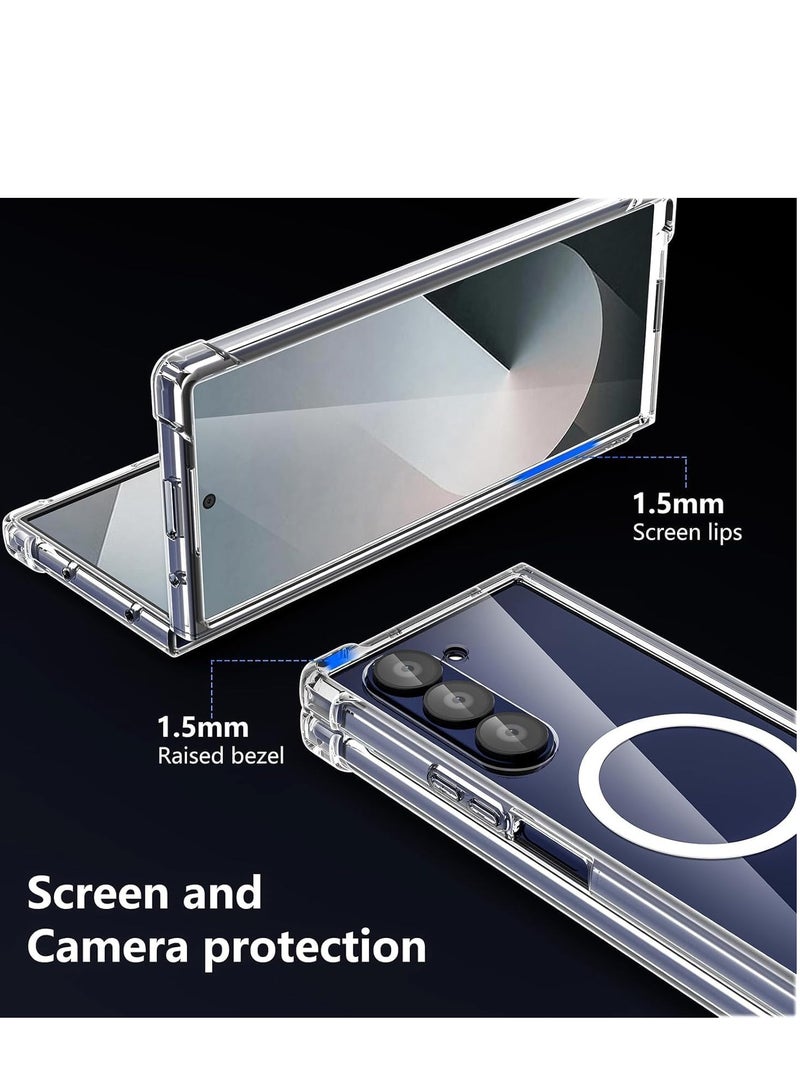 Denx Clear magsafe for Samsung Galaxy Z Fold 6 MagSafe Clear Case, Transparent Shockproof Protection, Yellowing Resistant, Magnetic (Z Fold 6) - Image 2