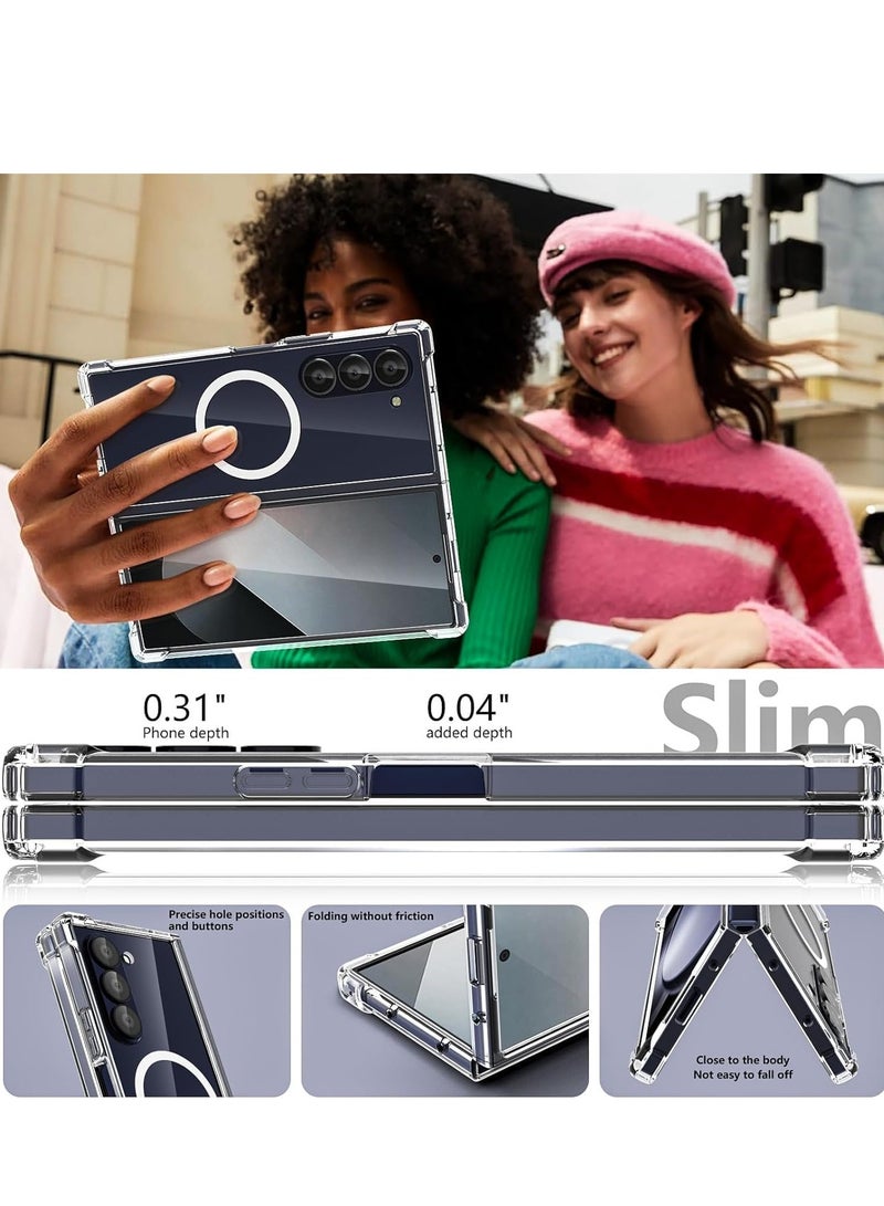 Denx Clear magsafe for Samsung Galaxy Z Fold 6 MagSafe Clear Case, Transparent Shockproof Protection, Yellowing Resistant, Magnetic (Z Fold 6) - Image 3