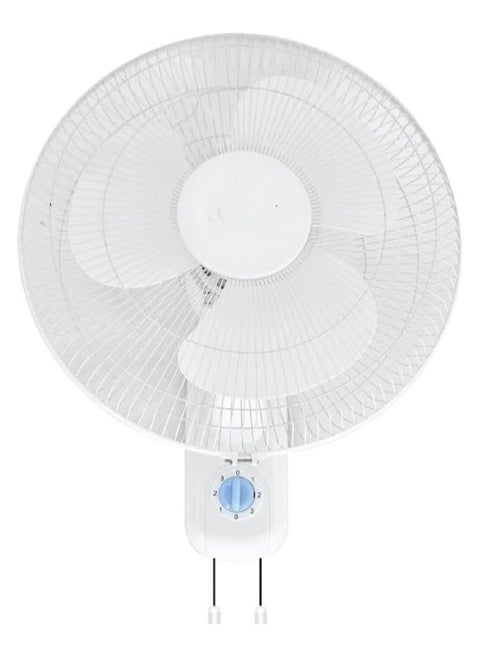 Wall fan equipped with 3 high-performance blades and 3 speeds, a smooth, high-performance, energy-saving copper motor that operates without noise, white