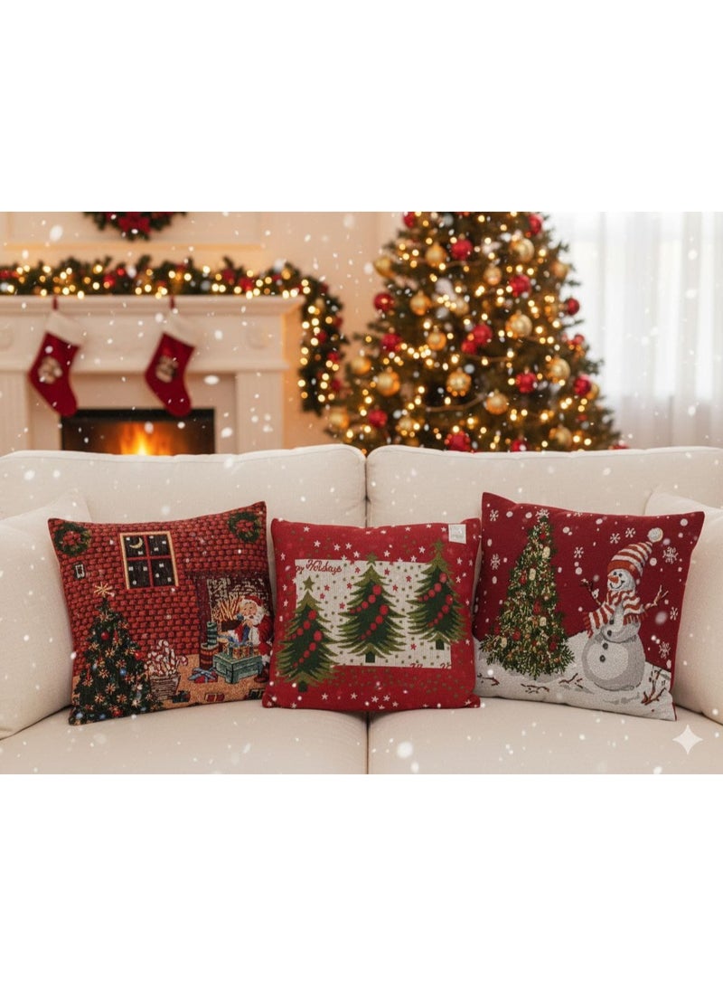 Cushion Christmas Gobelin Green Christmas Tree Decorative Pillow Cover 1