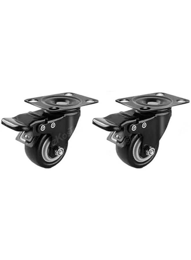 2 Pcs 1 5 Inch Heavy Duty Swivel Castor Wheels With Brake For Furniture Trolley - Image 2