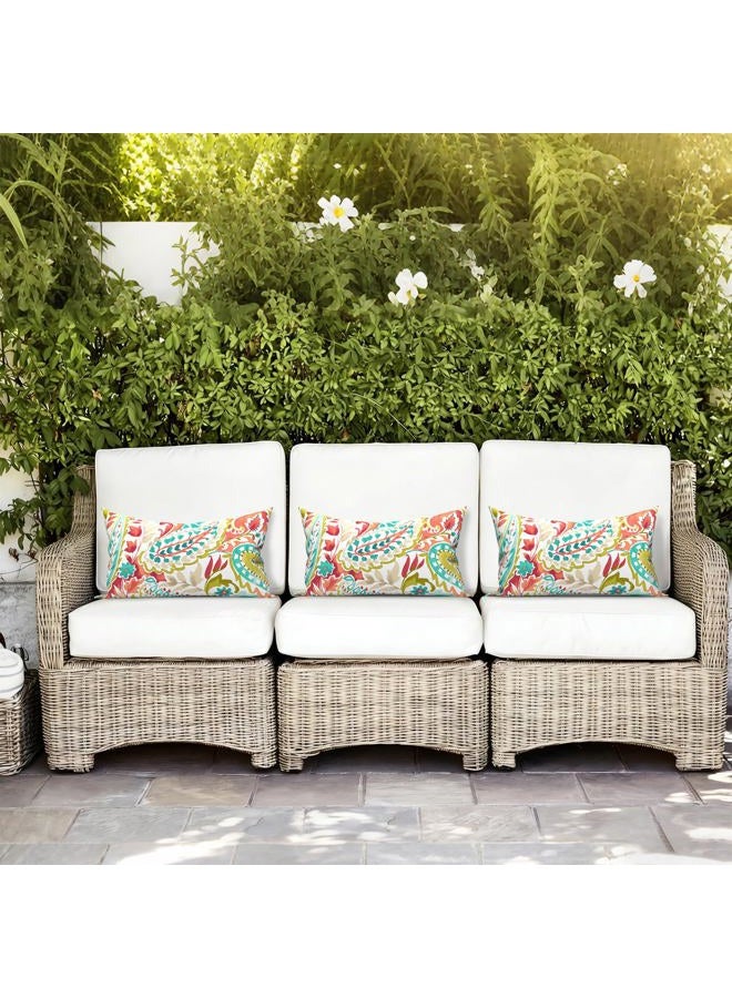 LVTXIII 12×20 Inch Outdoor Lumbar Pillows, Pack of 2 Water Repellent Lumbar Pillow with Inserts, Fluffy Decorative Garden Lumbar Cushions for Home Patio Coach Sofa Use, Pretty Paisley - Image 5