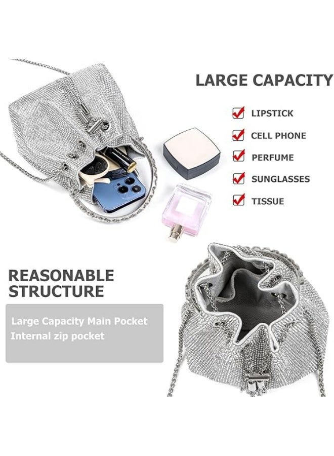 سجن سفما حقيبة اليد بلورية مرصعة بالكريستال للفتيات، حقيبة كروسbody لامعة لحفلات المساء والعرائس وحفلات التخرج. - Image 2