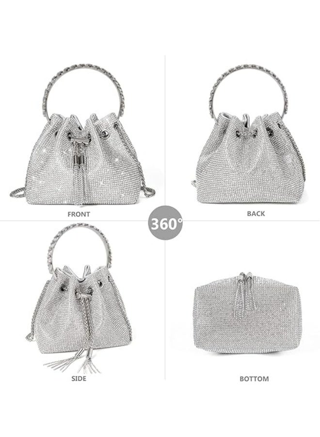 سجن سفما حقيبة اليد بلورية مرصعة بالكريستال للفتيات، حقيبة كروسbody لامعة لحفلات المساء والعرائس وحفلات التخرج. - Image 5