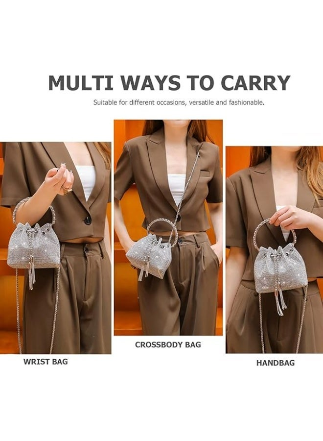 سجن سفما حقيبة اليد بلورية مرصعة بالكريستال للفتيات، حقيبة كروسbody لامعة لحفلات المساء والعرائس وحفلات التخرج. - Image 4