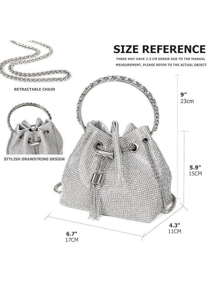 سجن سفما حقيبة اليد بلورية مرصعة بالكريستال للفتيات، حقيبة كروسbody لامعة لحفلات المساء والعرائس وحفلات التخرج. - Image 3