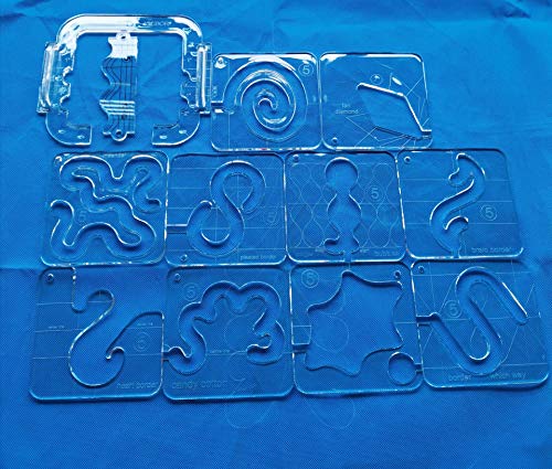 YICBOR 11pcs Quilting Template Series 5 + 1pcs Quilting Frame+ 9pcs Clear Quilting Embroidery Free Motion Echo Presser Foot Set - Image 3