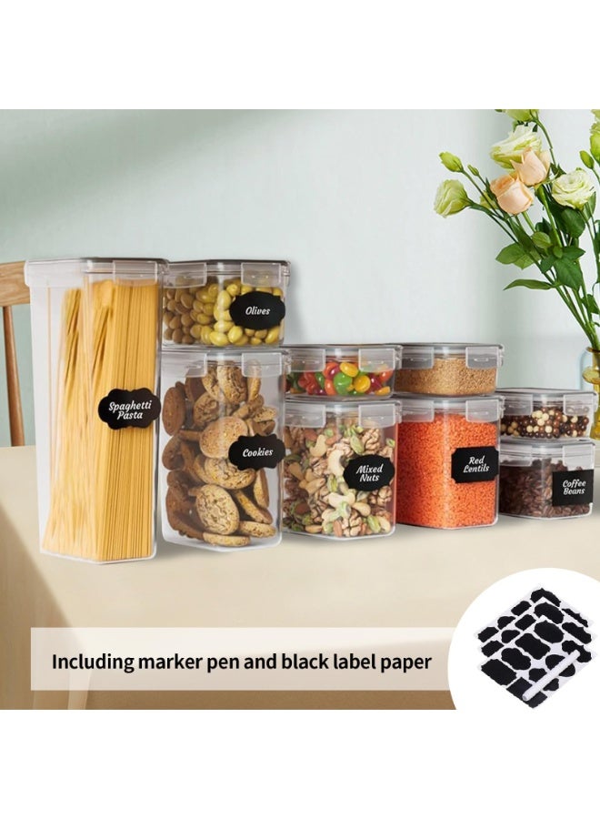 28 Pack Airtight Food Storage Containers, 6 Sizes Cereal & Dry Food Storage Containers, BPA-Free, Stackable Boxes Containers for Kitchen, Clear Plastic Kitchen and Pantry Organization Set, Airtight Plastic Kitchen Storage Organizer for Sugar, Snack, Baking Supplies, Including Labels and Spoon - Image 3