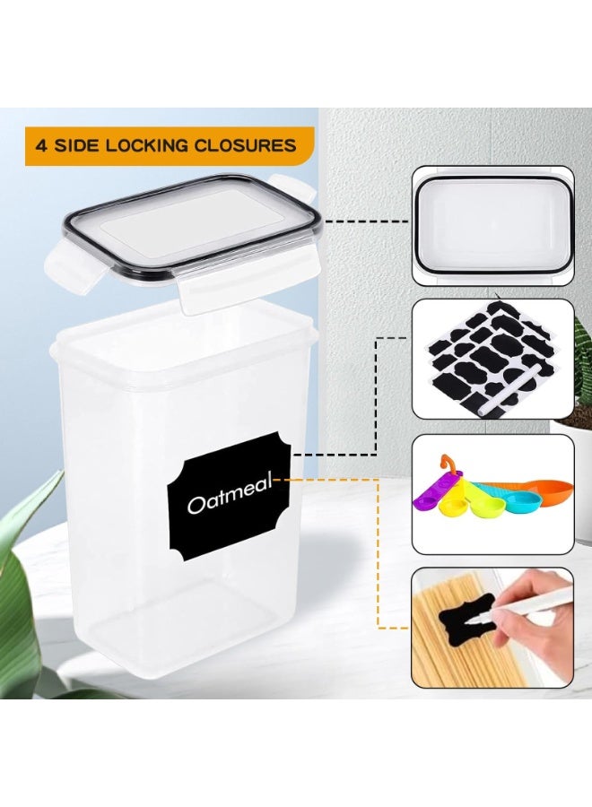 28 Pack Airtight Food Storage Containers, 6 Sizes Cereal & Dry Food Storage Containers, BPA-Free, Stackable Boxes Containers for Kitchen, Clear Plastic Kitchen and Pantry Organization Set, Airtight Plastic Kitchen Storage Organizer for Sugar, Snack, Baking Supplies, Including Labels and Spoon - Image 4