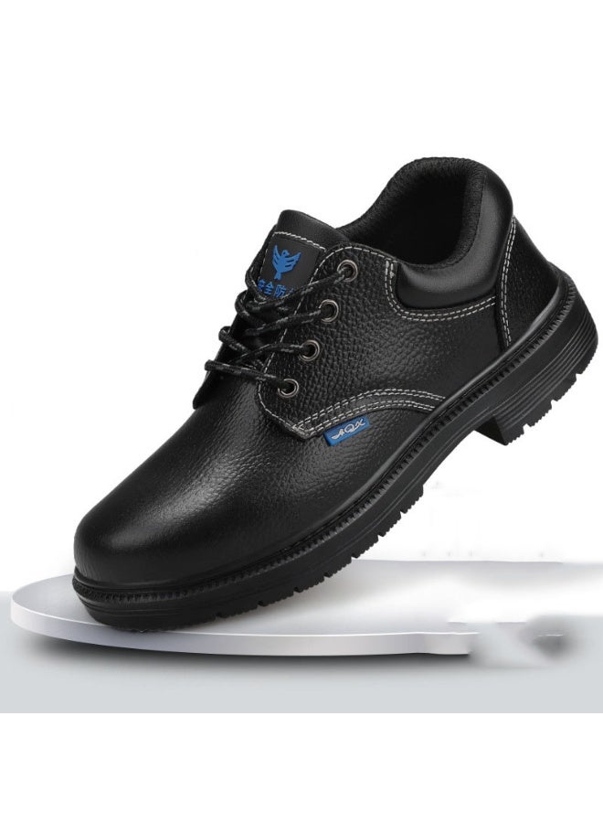 NIBEMINENT Oil Resistant Acid and Alkali Resistant Safety Shoes Anti Smashing and Puncture Work Shoes, Pure Leather Protective Safety Shoes - Image 1