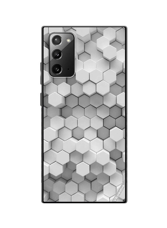 VR CREATIVE Protective Case Cover For Samsung Galaxy Note20 5G 3D Gray White Honeycombs Brick Wall Stairway Decoration Design Multicolour - Image 1