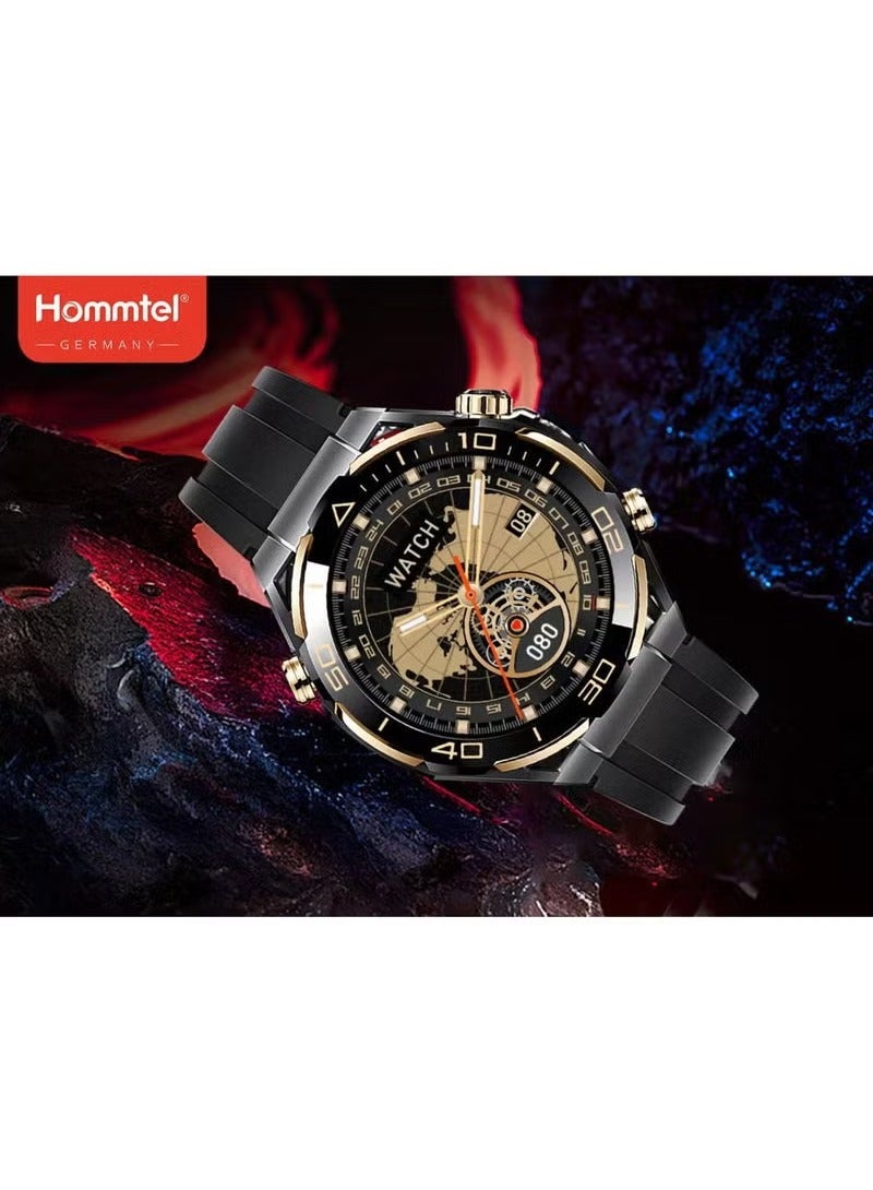 Hommtel 3 Straps AMOLED Smartwatch with 1.3-Inch HD Display, 4GB Built-in Storage, Fitness and Sleep Tracker, Heart Rate Monitor, Custom Watch Faces, IP67 Waterproof Rating, Long Battery Life – Available in Black, Silver, and Gold for Men and Women - Image 2