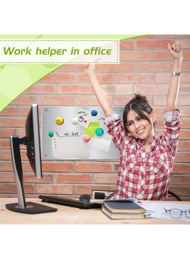 Chinco 2 Pcs Stainless Steel Magnet Board 17.7 x 11.8 Inch Flat Magnet White Board Metal Magnet Bulletin Board Dry Erase Message Board with 8 Pcs Lock Tapes and Screws for Memo to Do List - Image 4