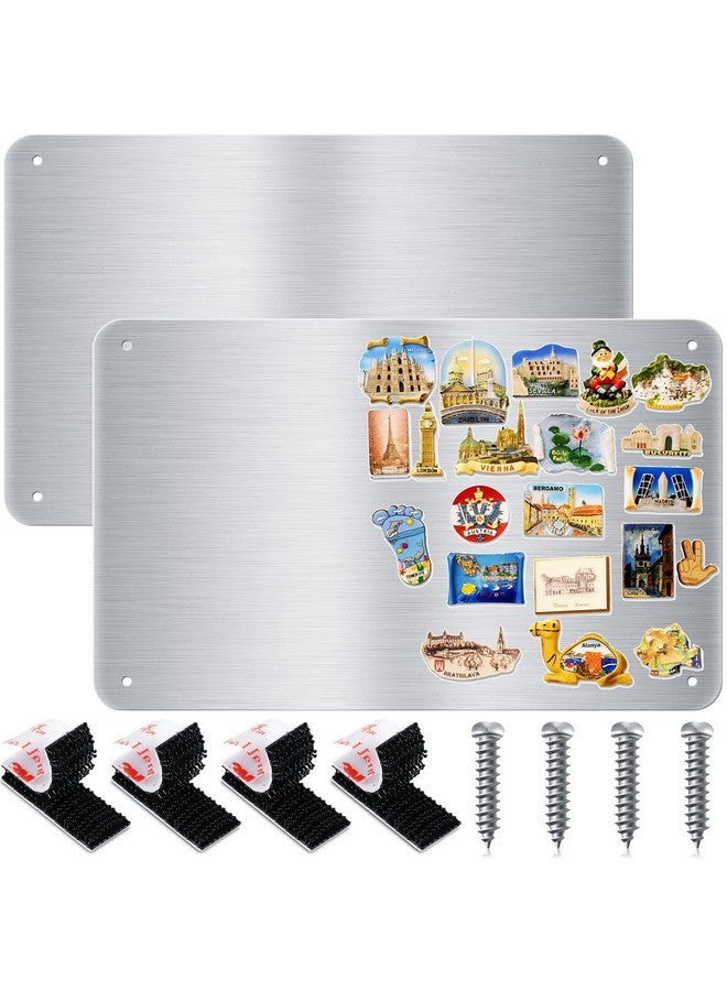 Chinco 2 Pcs Stainless Steel Magnet Board 17.7 x 11.8 Inch Flat Magnet White Board Metal Magnet Bulletin Board Dry Erase Message Board with 8 Pcs Lock Tapes and Screws for Memo to Do List - Image 1