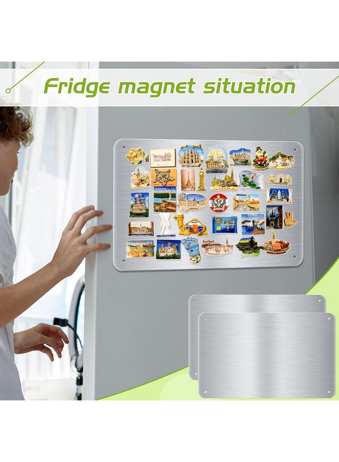 Chinco 2 Pcs Stainless Steel Magnet Board 17.7 x 11.8 Inch Flat Magnet White Board Metal Magnet Bulletin Board Dry Erase Message Board with 8 Pcs Lock Tapes and Screws for Memo to Do List - Image 2