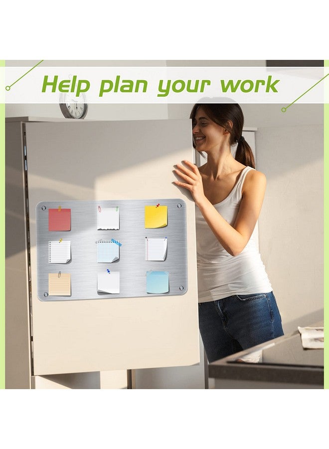 Chinco 2 Pcs Stainless Steel Magnet Board 17.7 x 11.8 Inch Flat Magnet White Board Metal Magnet Bulletin Board Dry Erase Message Board with 8 Pcs Lock Tapes and Screws for Memo to Do List - Image 3