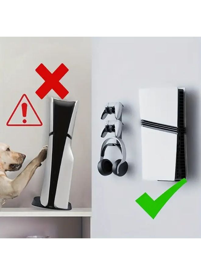 حقيبة قوس حائط أسود لتخزين سماعات رأس وحدة التحكم بلاي ستيشن 5 برو سليم - Image 5