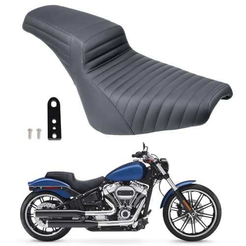 Aferrizu OnePiece Driver Rider and Passenger Seat for Harley Davidson Softail Standard Slim Deluxe Street Bob Heritage Classic 20182024 Motorcycle 2Up Seat Horizontal Stripes - Image 1