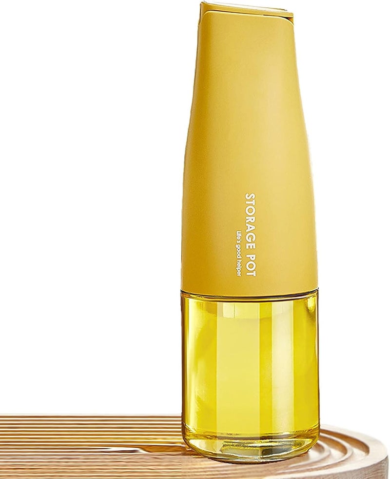 Honbuty Olive Oil Dispenser Bottle Oil Vinegar Dispenser Glass Bottle with Gravity Automatic Opening and Closing Bottle Drip Free Spout Oil Dispenser Bottle for Kitchen Yellow