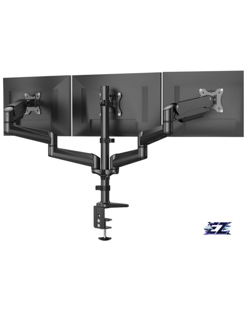 ELTRAZONE Triple Monitor Mount for 17-32 Inch Screens – Height Adjustable Monitor Arm, Holds 8kg per Arm, Black - Image 1