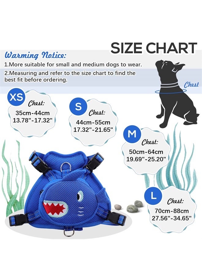 IDOMIK Dog Backpack No-Pull Pet Harness Vest with Saddle Bag Backpack, Cute Shark Shape Self Carrier Backpack Travel Camping Hiking, Adjustable Puppy Mesh Bag Vest with D-Ring for Small Medium Dogs - Image 3
