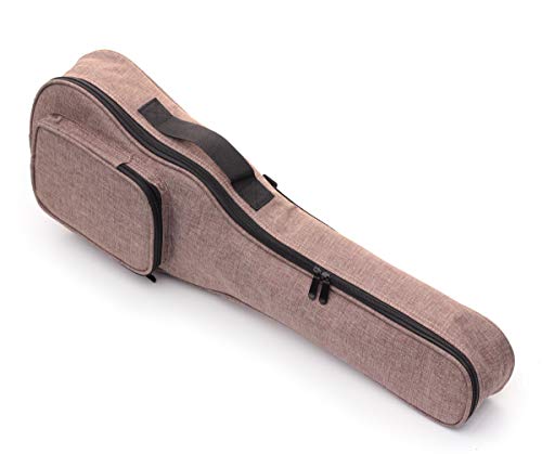 Longteam Linen Simple Ukulele Case 10mm Sponge Portable Waterproof Ukuleles bag Cover Uke gig bag with Accessory Storage Pocket (21 In Soprano, Brown) - Image 3
