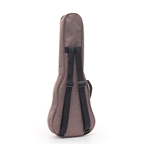 Longteam Linen Simple Ukulele Case 10mm Sponge Portable Waterproof Ukuleles bag Cover Uke gig bag with Accessory Storage Pocket (21 In Soprano, Brown) - Image 2