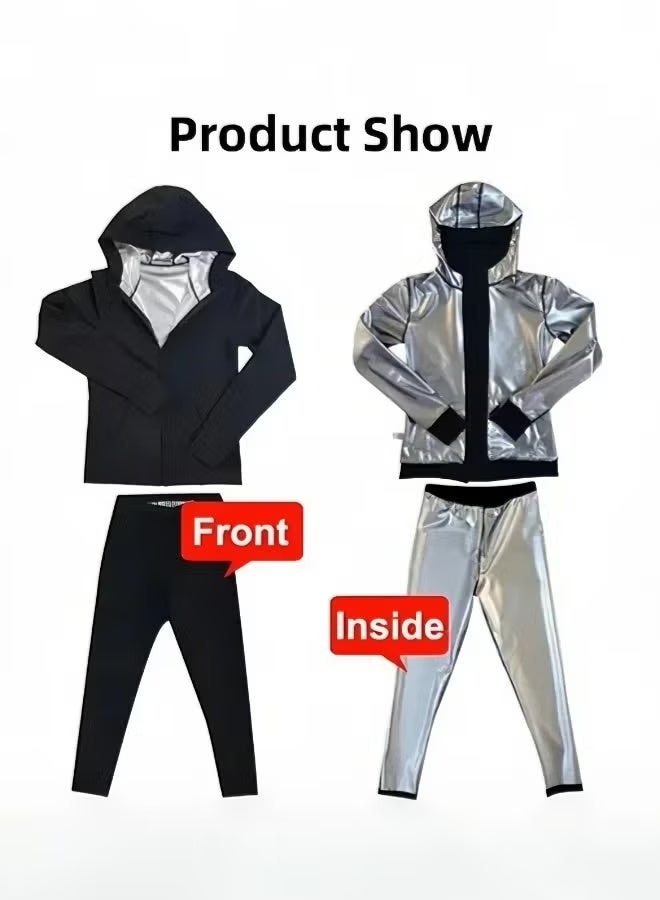 YS Sauna Suit Set for Women Long Sleeve Top and Pants Sweat Enhancing Workout Outfit for Weight Loss Burn More Sweat for Daily Exercise and Outdoor Use - Image 4