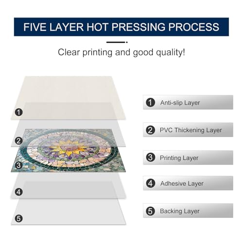 IVN 10 Piece Peel and Stick Floor Tile 12 x 12 Inch PVC Vinyl Flooring, Waterproof Removable Floor Decal for Bathroom Kitchen Fireplace Stairs,Colorful Mosaic Floral Mandala Pattern - Image 5