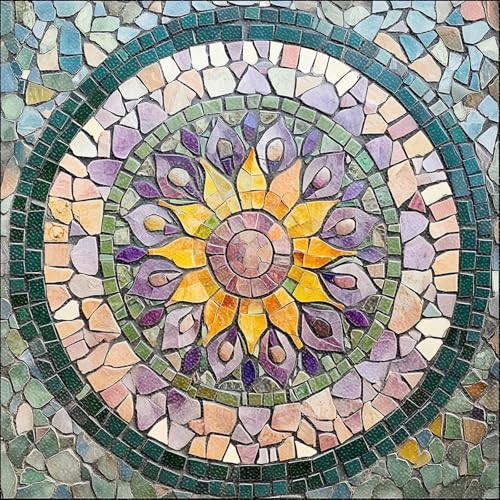 IVN 10 Piece Peel and Stick Floor Tile 12 x 12 Inch PVC Vinyl Flooring, Waterproof Removable Floor Decal for Bathroom Kitchen Fireplace Stairs,Colorful Mosaic Floral Mandala Pattern - Image 1
