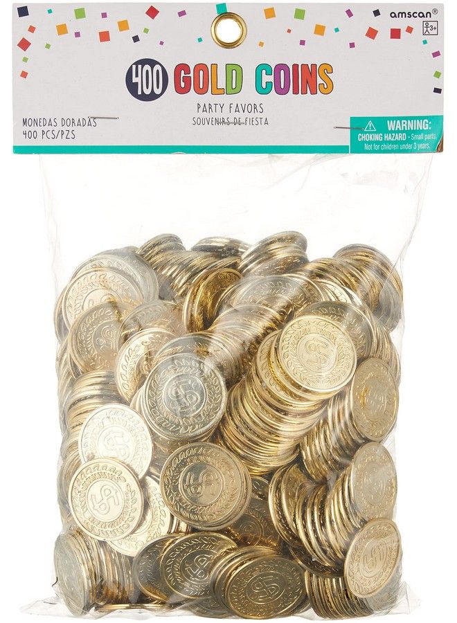 Amscan Plastic Coin Mega Party Favors Pack Of 400 Gold - Image 1