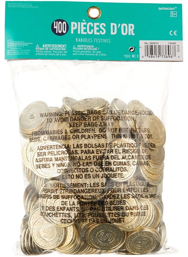Amscan Plastic Coin Mega Party Favors Pack Of 400 Gold - Image 3