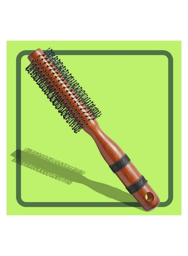 Scarlet Line Professional Maple Wood Anti Static Round Hair Brush With Anti Slip Grips On Wooden Handle For Men And Women Brown Color - Image 2