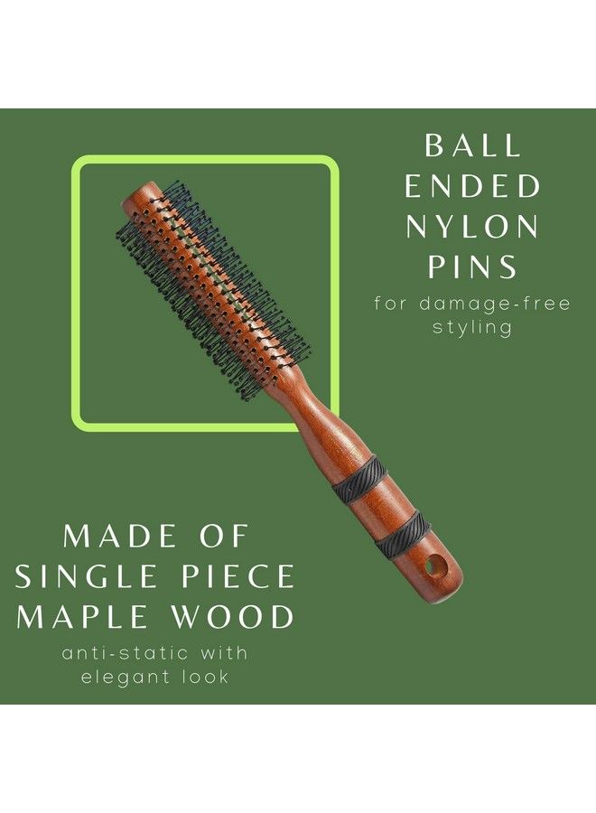 Scarlet Line Professional Maple Wood Anti Static Round Hair Brush With Anti Slip Grips On Wooden Handle For Men And Women Brown Color - Image 3