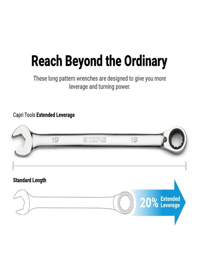 Capri Tools 9/16 in. 120-Tooth Ultra-Smooth Reversible Ratcheting Combination Wrench, XL Long Series, SAE, 12-Point - Image 3